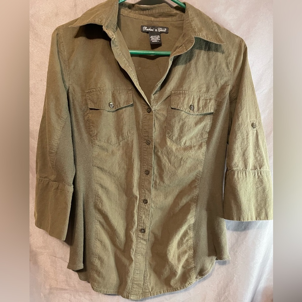 Rachael & Chloe Olive Green button down cargo Shirt